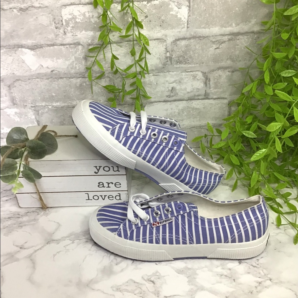 SUPERGA Blue striped sneaker